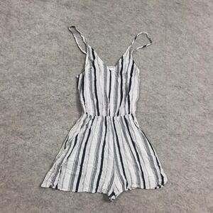 H&M Romper Women 2 White Black Tank Striped One Piece Shorts Casual Ladies *